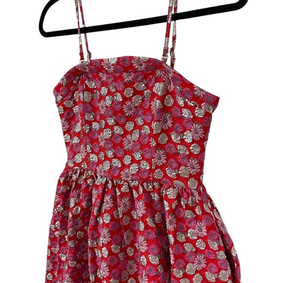 Flora Bea Mecca Maxi Dress pink red strapless full skirt small - Picture 3 of 7